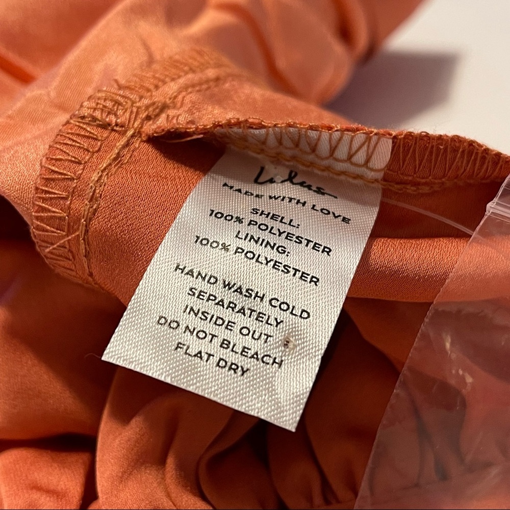 NWT Lulus Rusty Rose Satin Tie-Back Long Sleeve Top. - Picture 7 of 9